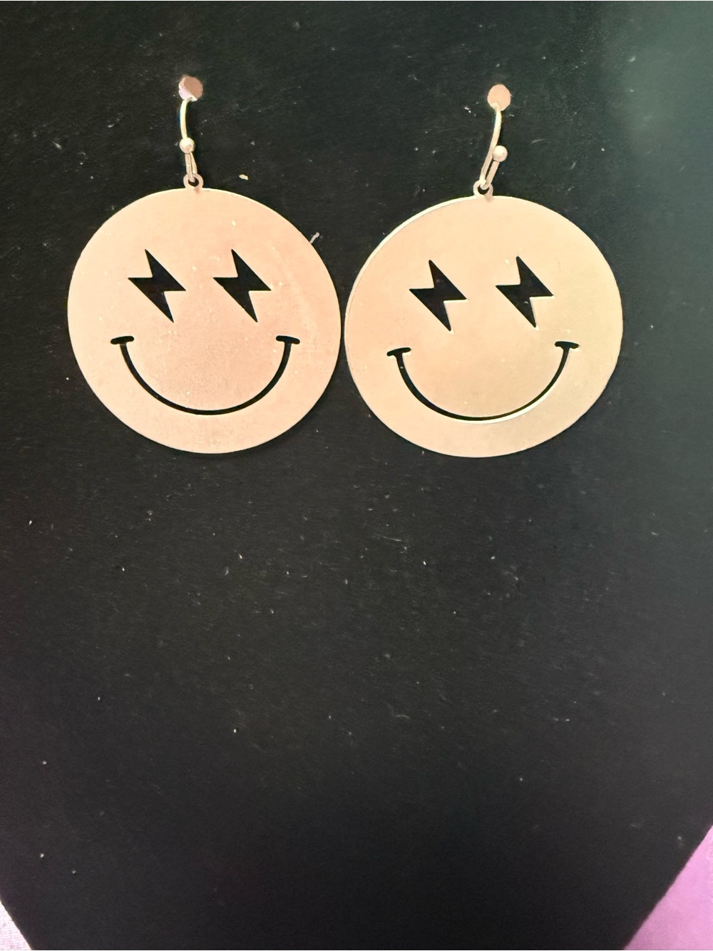 Clover Silver tone Smiley Face Earrings